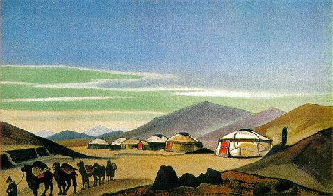 Yurtas de Mongolia. Pintura de Nicolas Roerich.